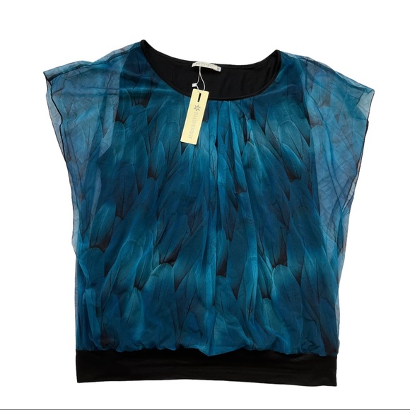 NWT Women's Peacock Blue Flouncing Flare Short Sleeved Blouse Top 3X - Picture 5 of 9